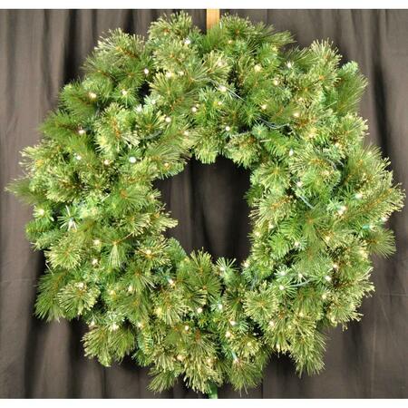 QUEENS OF CHRISTMAS 4 ft. Blended Pine Pre-Lit with LEDs Wreath, Warm White GWBM-04-LWW
